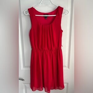 Red Sleeveless Elastic Waist Dress